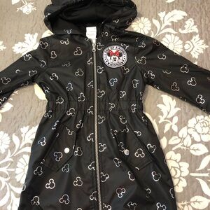Little girl Mickey Mouse black hooded raincoat
